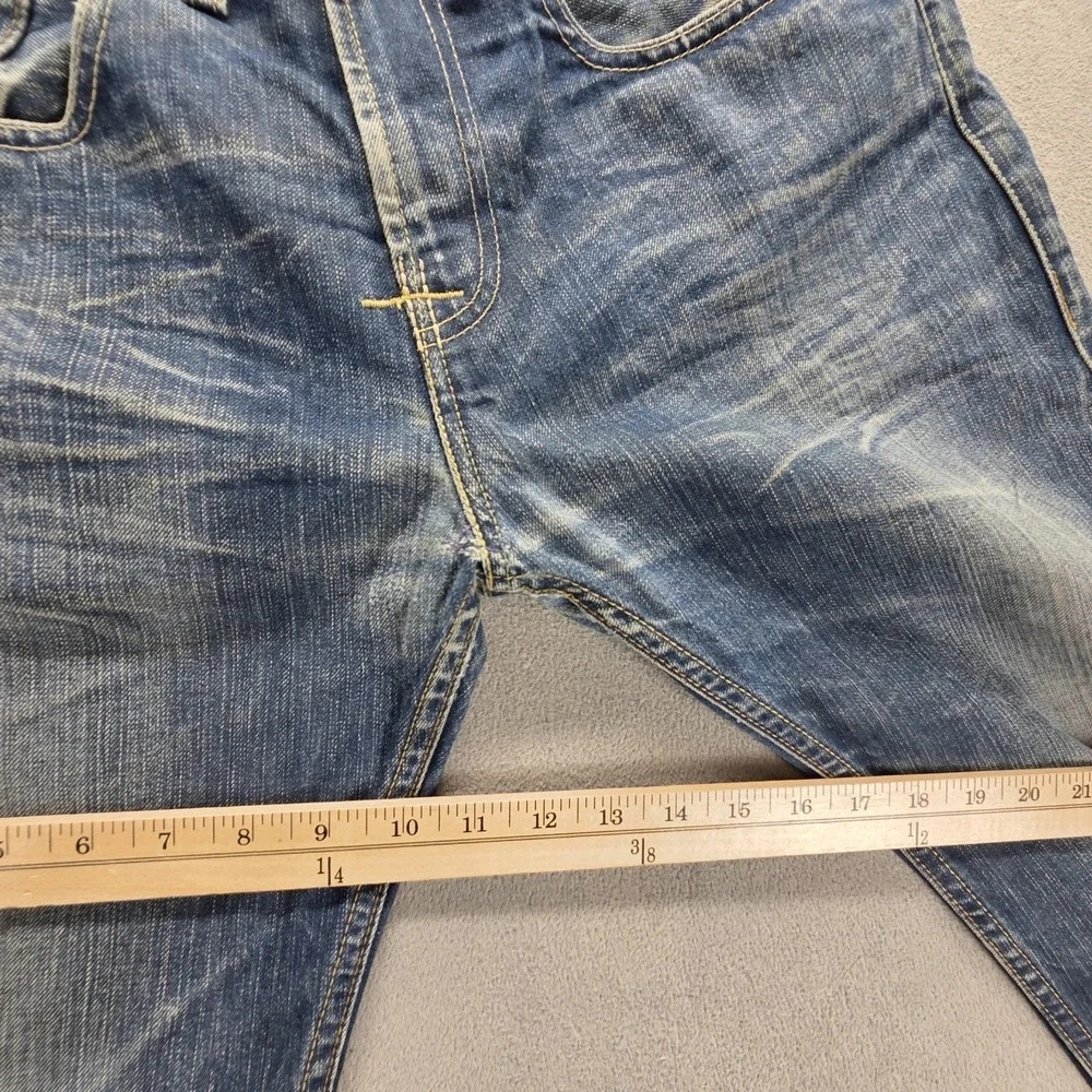 Vintage Levis 504 Jeans Mens Blue Straight Engineered Raw Hem Zip fly Fits 32x30